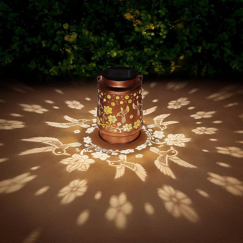 BODEVEDOB 2 Pack Solar Lanterns Outdoor Waterproof Hummingbird Garden Decor Birthday Gifts for Women Mom Grandma Hanging Solar Lights Metal Solar Decoration Outside for Yard,Patio,Backyard,Porch - Image 2